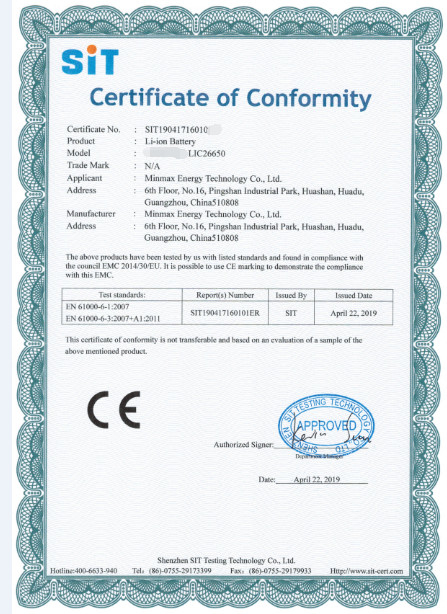 Κίνα Minmax Energy Technology Co. Ltd Πιστοποιήσεις